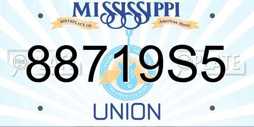 88719S5 Mississippi License Plate