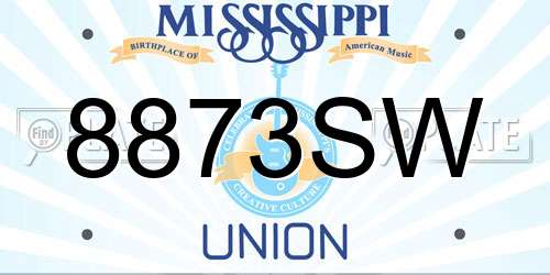 8873SW Mississippi License Plate