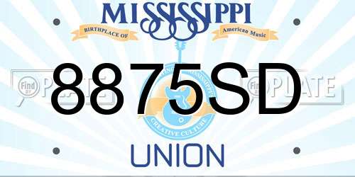 8875SD Mississippi License Plate