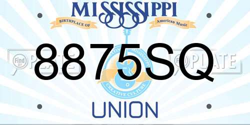 8875SQ Mississippi License Plate