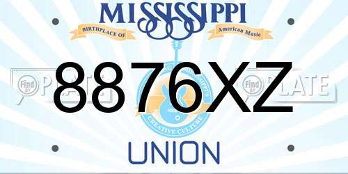 8876XZ Mississippi License Plate