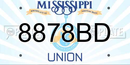 8878BD Mississippi License Plate