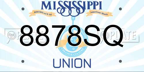 8878SQ Mississippi License Plate