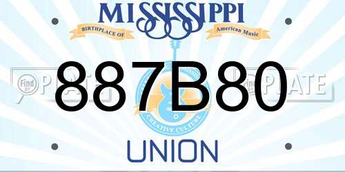 887B80 Mississippi License Plate