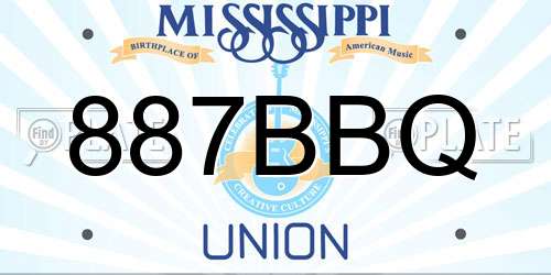 887BBQ Mississippi License Plate