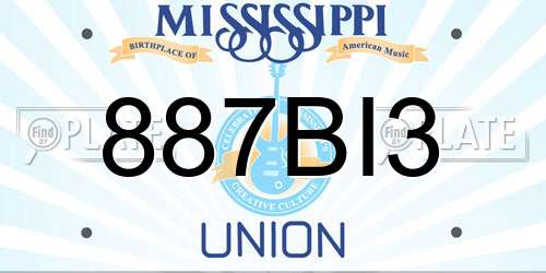 887BI3 Mississippi License Plate