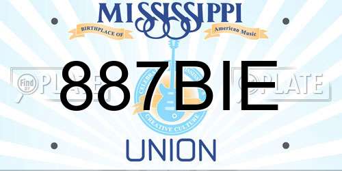 887BIE Mississippi License Plate