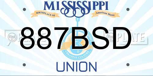 887BSD Mississippi License Plate