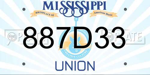 887D33 Mississippi License Plate