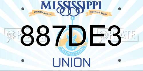 887DE3 Mississippi License Plate