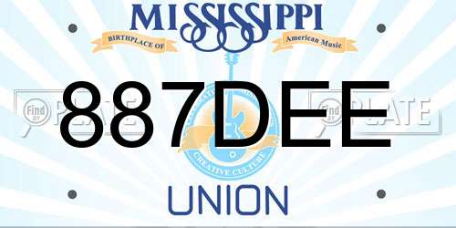 887DEE Mississippi License Plate