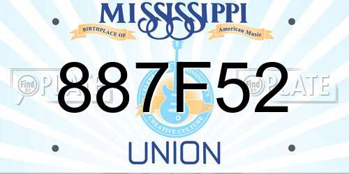 887F52 Mississippi License Plate