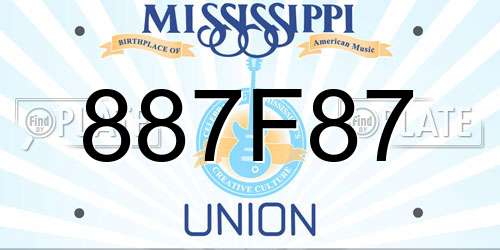 887F87 Mississippi License Plate