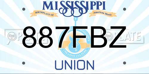 887FBZ Mississippi License Plate