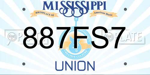 887FS7 Mississippi License Plate