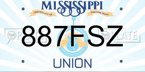 887FSZ Mississippi License Plate