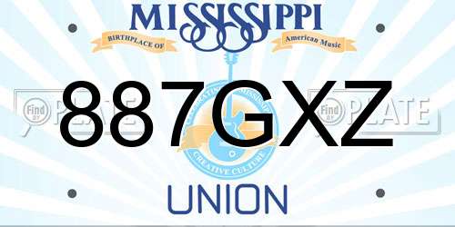 887GXZ Mississippi License Plate