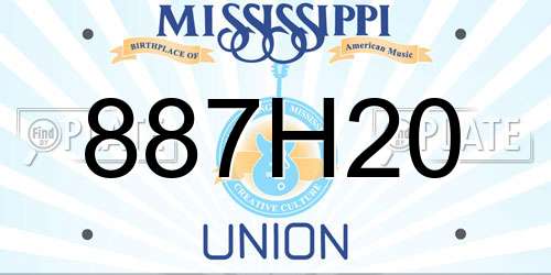 887H20 Mississippi License Plate
