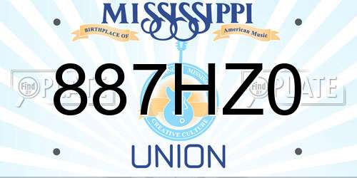 887HZ0 Mississippi License Plate
