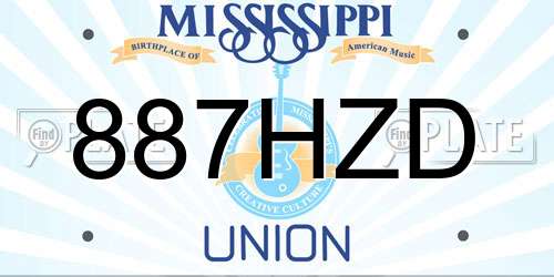 887HZD Mississippi License Plate