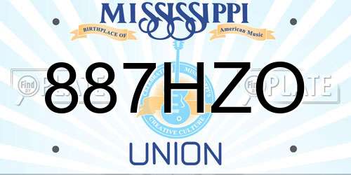 887HZO Mississippi License Plate