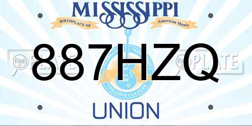 887HZQ Mississippi License Plate