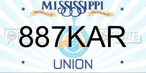 887KAR Mississippi License Plate