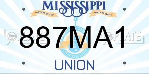 887MA1 Mississippi License Plate