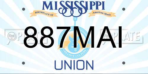 887MAI Mississippi License Plate