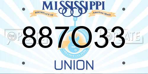 887O33 Mississippi License Plate