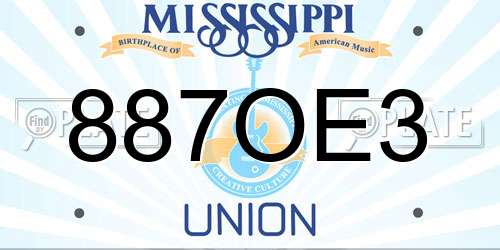 887OE3 Mississippi License Plate