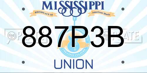 887P3B Mississippi License Plate