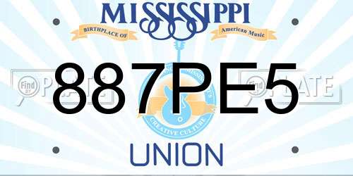 887PE5 Mississippi License Plate