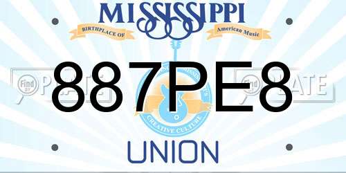 887PE8 Mississippi License Plate