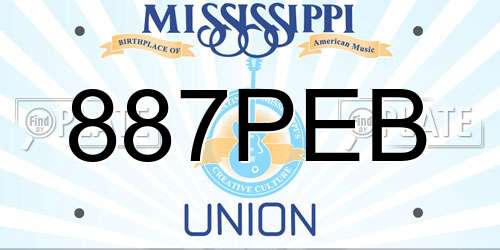 887PEB Mississippi License Plate