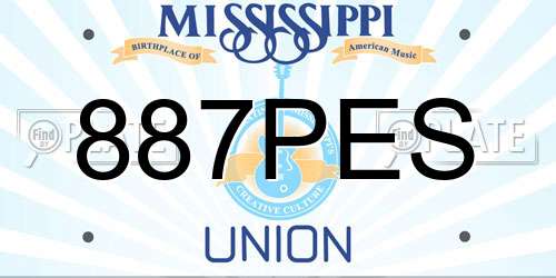 887PES Mississippi License Plate