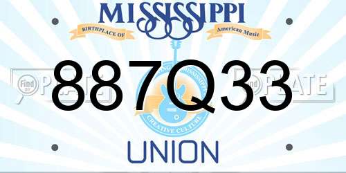 887Q33 Mississippi License Plate