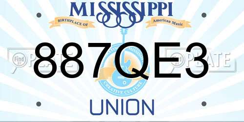 887QE3 Mississippi License Plate
