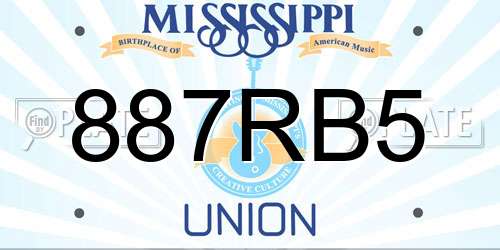 887RB5 Mississippi License Plate