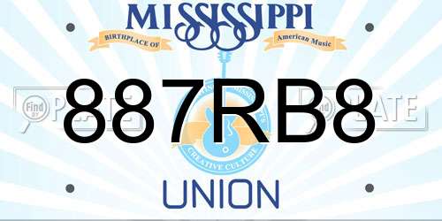 887RB8 Mississippi License Plate