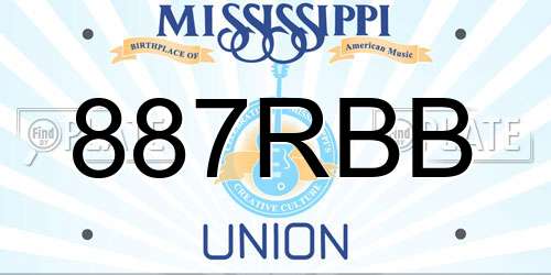 887RBB Mississippi License Plate