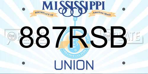 887RSB Mississippi License Plate