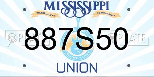 887S50 Mississippi License Plate