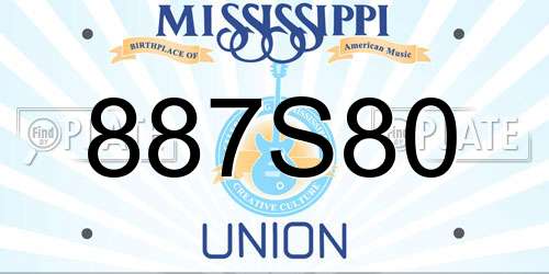 887S80 Mississippi License Plate