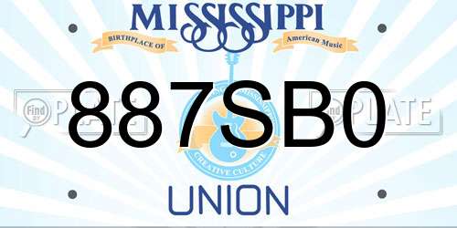 887SB0 Mississippi License Plate