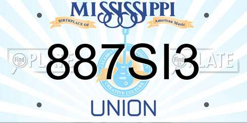 887SI3 Mississippi License Plate