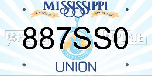 887SS0 Mississippi License Plate