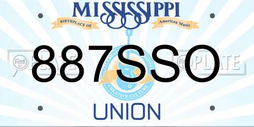 887SSO Mississippi License Plate