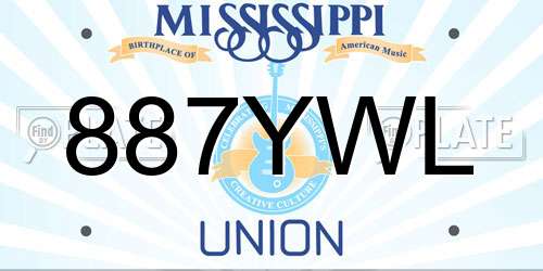 887YWL Mississippi License Plate