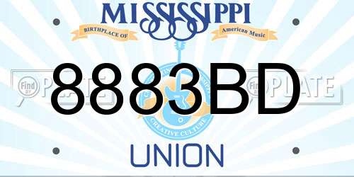 8883BD Mississippi License Plate